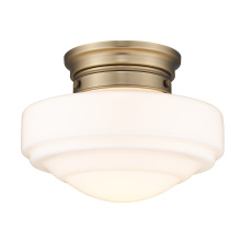 Golden 0508-SF MBS-VMG - Golden Lighting Ingalls 1-light 12in Semi-Flush Mount in Modern Brass and Vintage Milk Glass